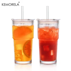 Modern Ribbed Glasses With Lids