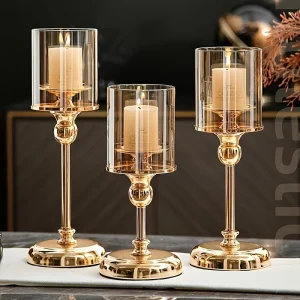 Luxury Glass Candlestick Centerpiece Set