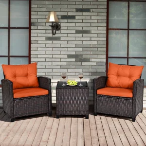 Cushioned Rattan Bistro Furniture Set