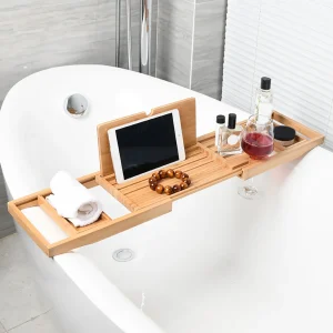 Expandable Luxury Wooden Bathtub Caddy