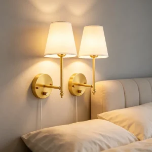 Modern Dimmable Fabric Shade Sconces