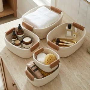 Woven Rope Storage Bins Organizer
