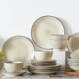 Hand Painted Spiral Beige Dinnerware